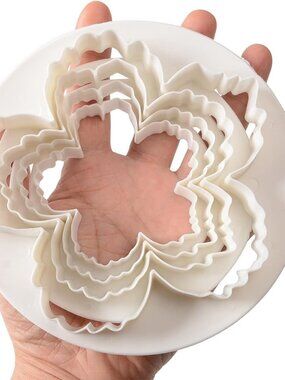 Peony Petals Fondant Cutters Set of 4 – White Food-Grade Flower Cutter Molds for